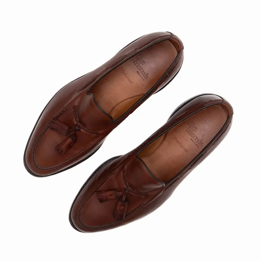 $495 Allen Edmonds Brookwood Brown Leather Tassel Loafers — US 10 EEE